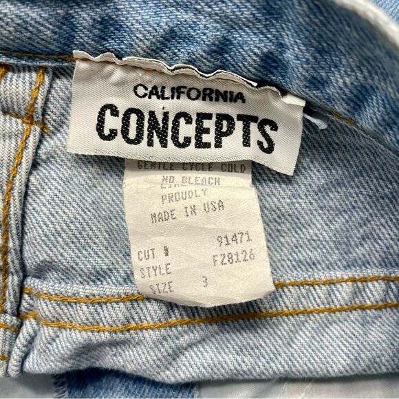 California Concepts Vintage High Rise Mom Denim Shorts with Floral Fabric Trim - Picture 4 of 5